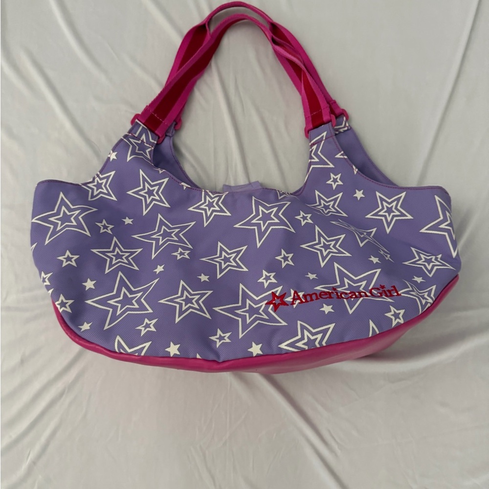 American Girl Purple Tote with Pink Handles and Trim